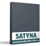 Prześcieradło 220x200 cm SATYNA BAWEŁNA - CIEMNY SZARY